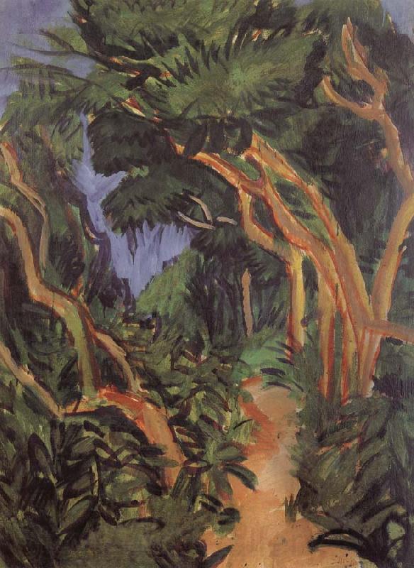 Ernst Ludwig Kirchner Fehmarn Landscape-forest path Norge oil painting art